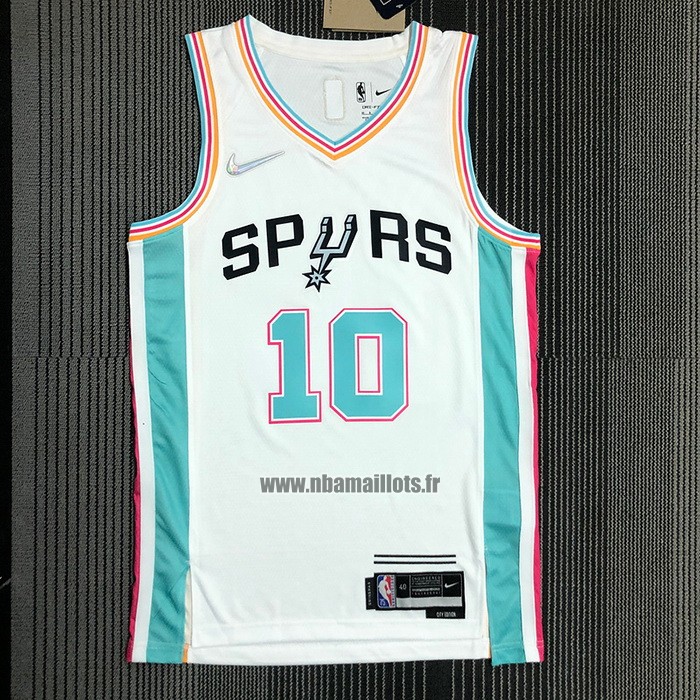 Maillot San Antonio Spurs Demar Derozan NO 10 Ville 2021-22 Blanc